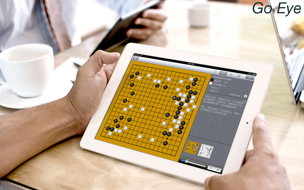 Go Eye on an iPad - beautiful board and stone effects on large screen (small thumbnail board images used to show variations)